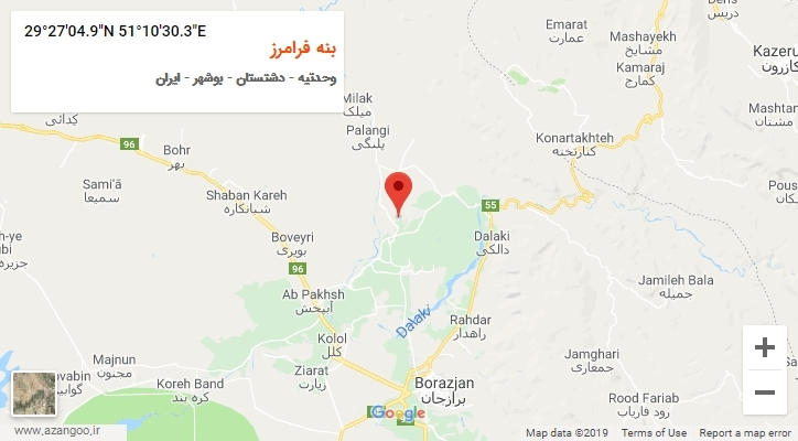 روستای بنه فرامرز بر روی نقشه