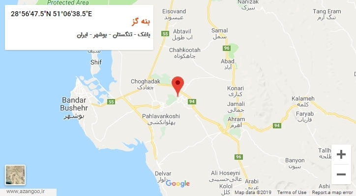 روستای بنه گز بر روی نقشه