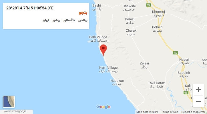 روستای بنجو بر روی نقشه