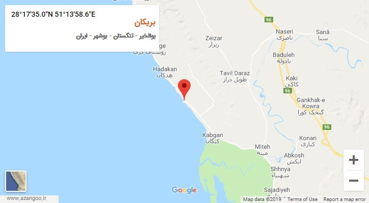 روستای بریکان بر روی نقشه