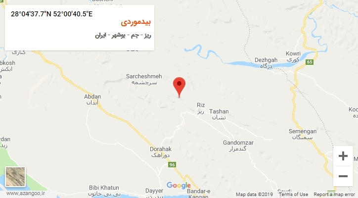 روستای بیدموردی بر روی نقشه