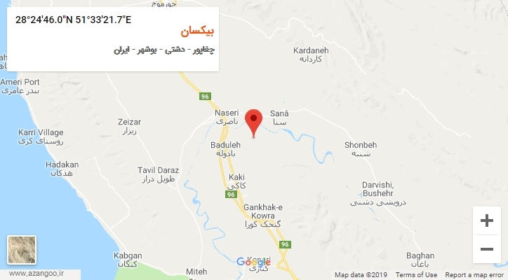 روستای بیکسان بر روی نقشه
