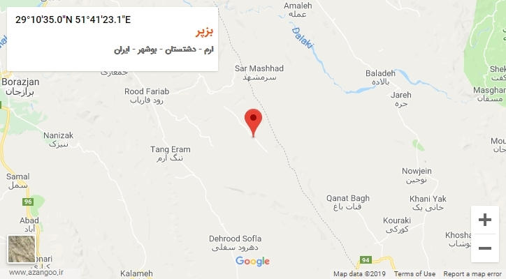 روستای بزپر بر روی نقشه