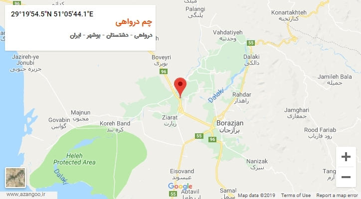 روستای چم درواهی بر روی نقشه