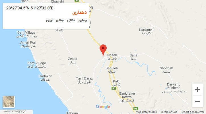 روستای دهداری بر روی نقشه