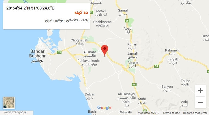 روستای ده کهنه بر روی نقشه