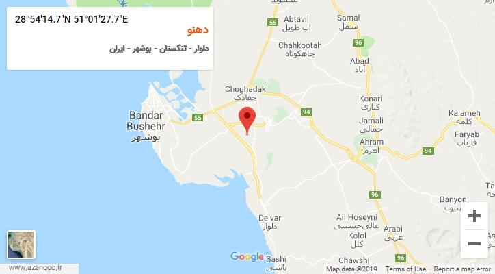 روستای دهنو بر روی نقشه