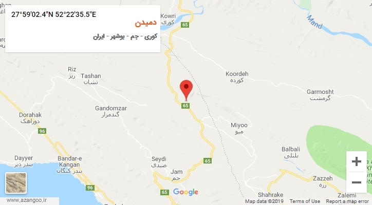 روستای دمیدن بر روی نقشه