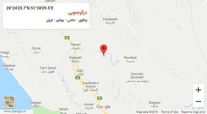روستای درگوجنوبی بر روی نقشه