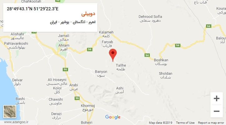 روستای دوبیلی بر روی نقشه