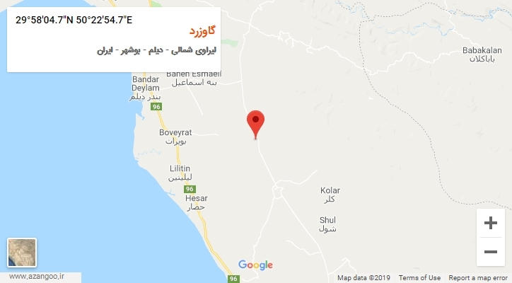 روستای گاوزرد بر روی نقشه