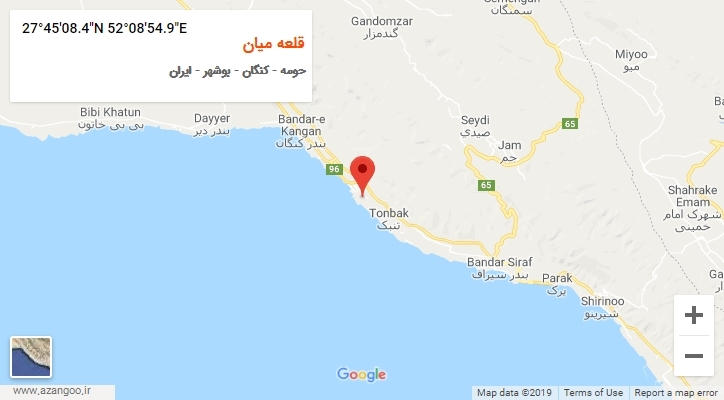 روستای قلعه میان بر روی نقشه
