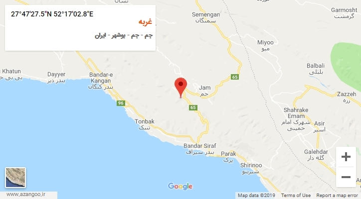 روستای غربه بر روی نقشه
