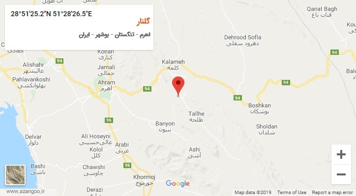روستای گلنار بر روی نقشه