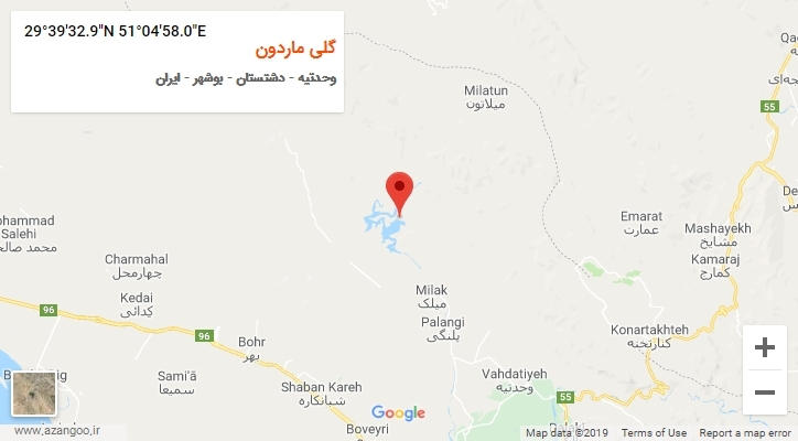 روستای گلی ماردون بر روی نقشه