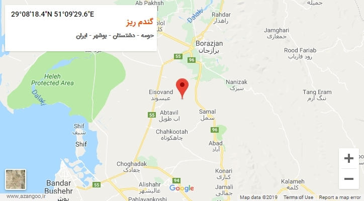 روستای گندم ریز بر روی نقشه