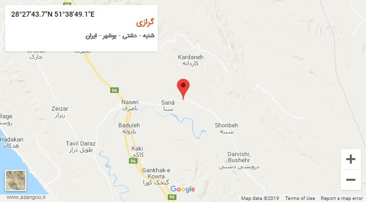 روستای گرازی بر روی نقشه