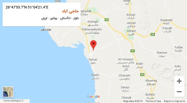 روستای حاجی آباد بر روی نقشه