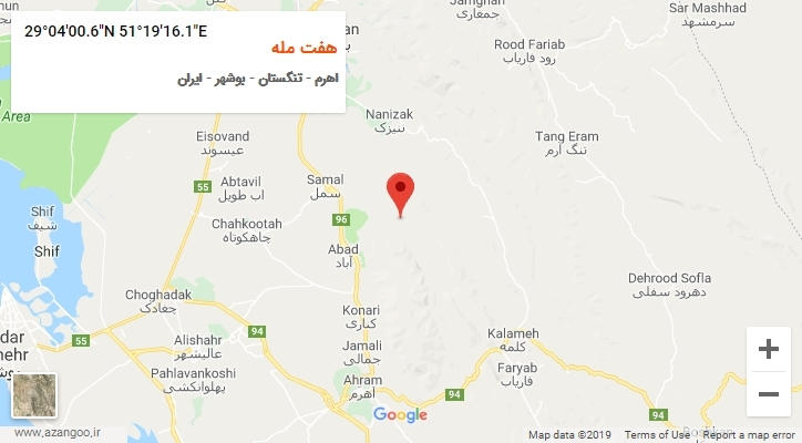 روستای هفت مله بر روی نقشه