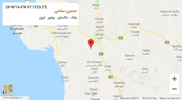 روستای حسین سادنی بر روی نقشه