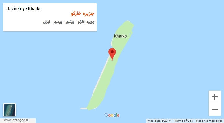 روستای جزیره خارکو بر روی نقشه