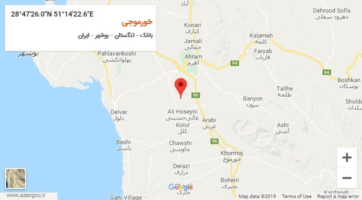 روستای خورموجی بر روی نقشه