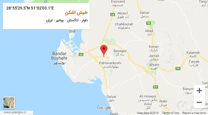 روستای خیش اشکن بر روی نقشه