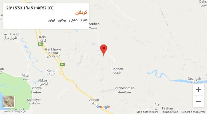 روستای کردلان بر روی نقشه