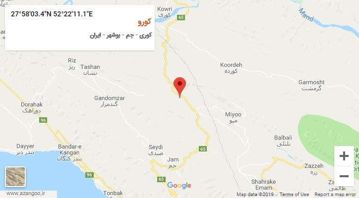 روستای کورو بر روی نقشه