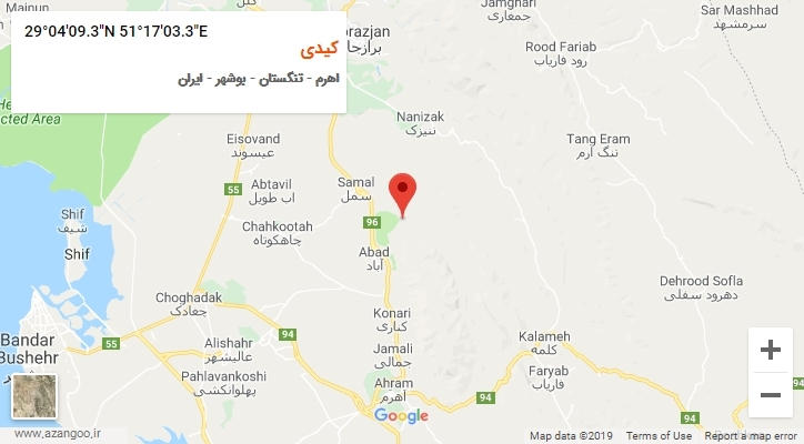 روستای کیدی بر روی نقشه