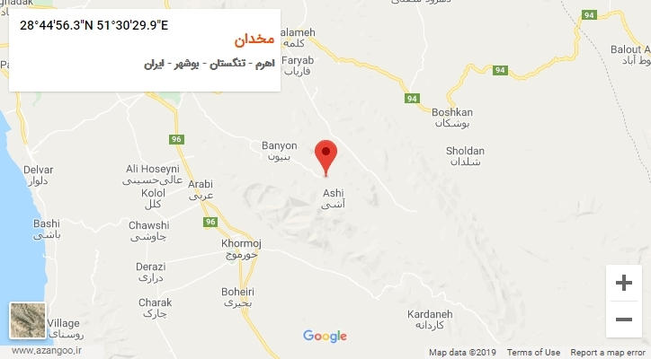 روستای مخدان بر روی نقشه