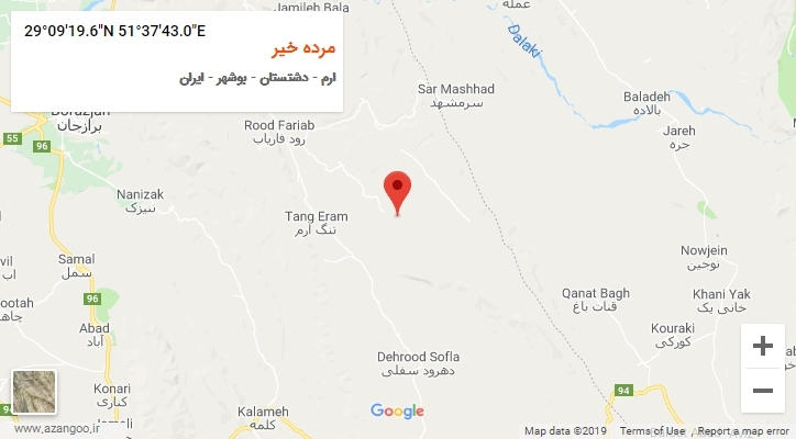 روستای مرده خیر بر روی نقشه
