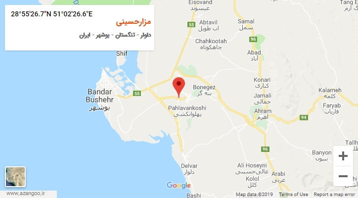 روستای مزارحسینی بر روی نقشه