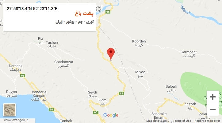 روستای پشت باغ بر روی نقشه