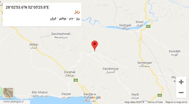 روستای ریز بر روی نقشه