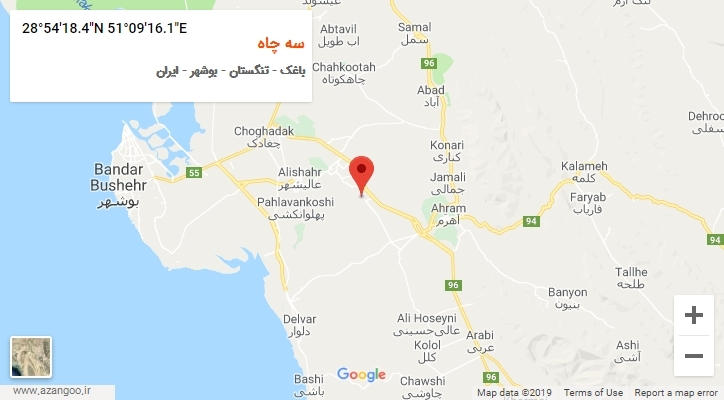 روستای سه چاه بر روی نقشه