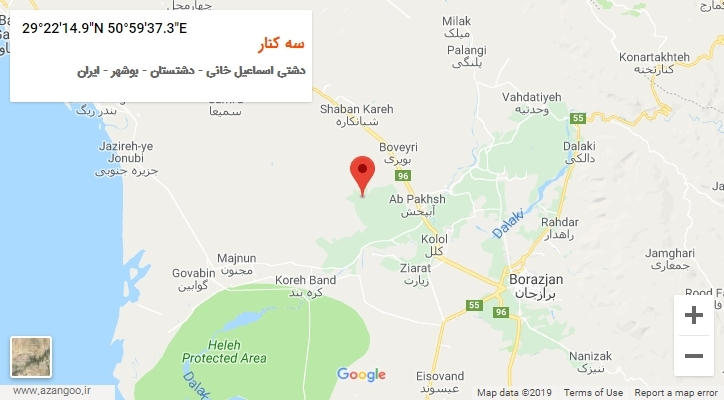 روستای سه کنار بر روی نقشه