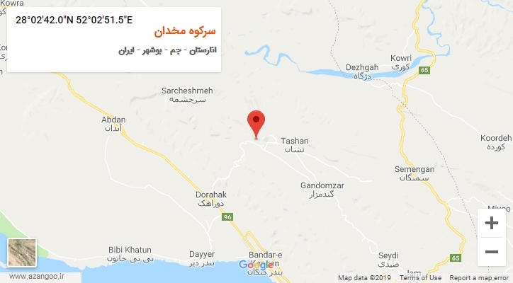 روستای سرکوه مخدان بر روی نقشه