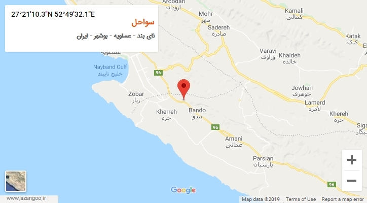 روستای سواحل بر روی نقشه