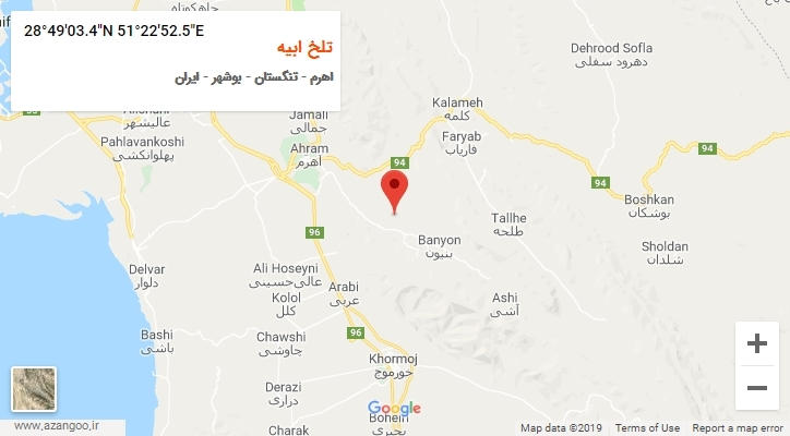 روستای تلخ ابیه بر روی نقشه