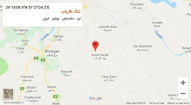 روستای تنگ فاریاب بر روی نقشه