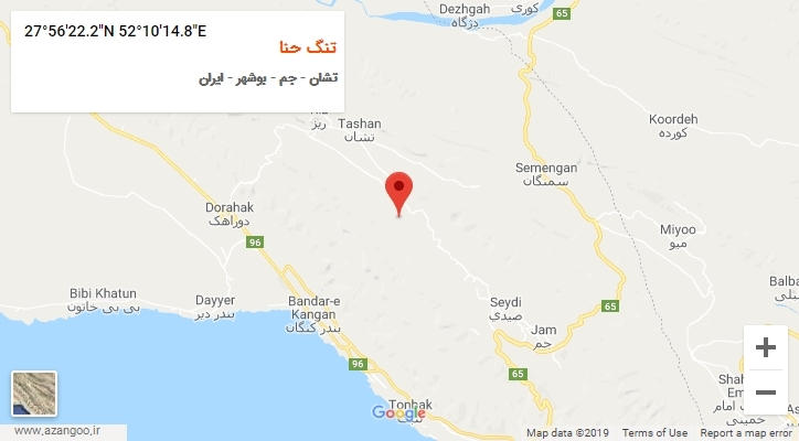 روستای تنگ حنا بر روی نقشه