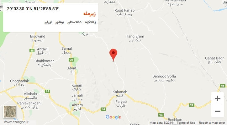 روستای زیرمله بر روی نقشه