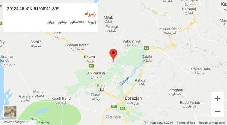 روستای زیرراه بر روی نقشه