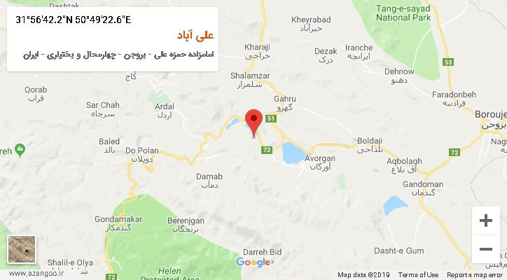 روستای علی آباد بر روی نقشه