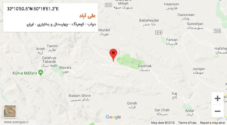 روستای علی آباد بر روی نقشه