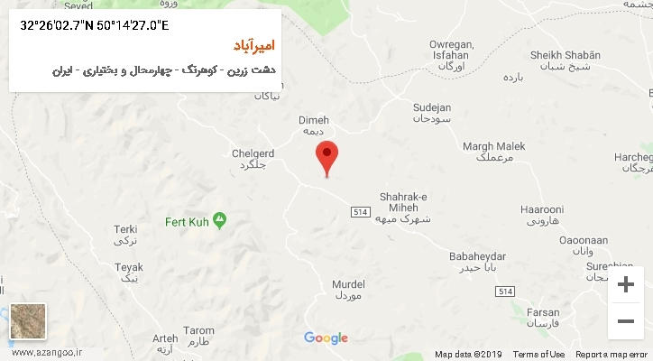روستای امیرآباد بر روی نقشه