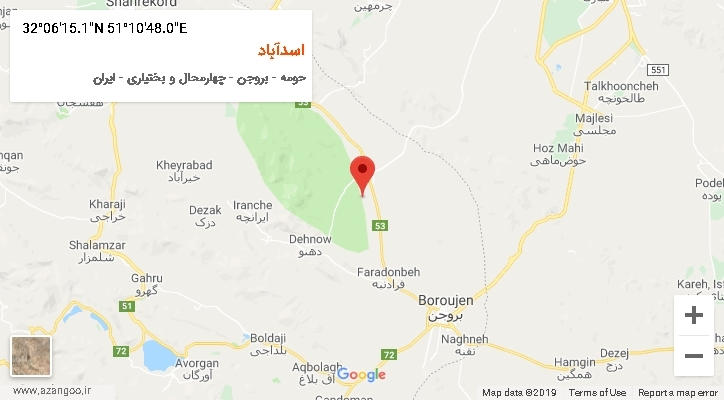 روستای اسدآباد بر روی نقشه