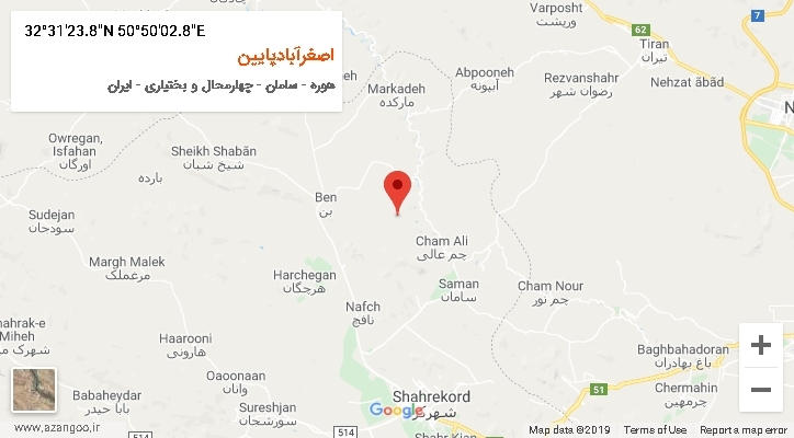 روستای اصغرآبادپایین بر روی نقشه