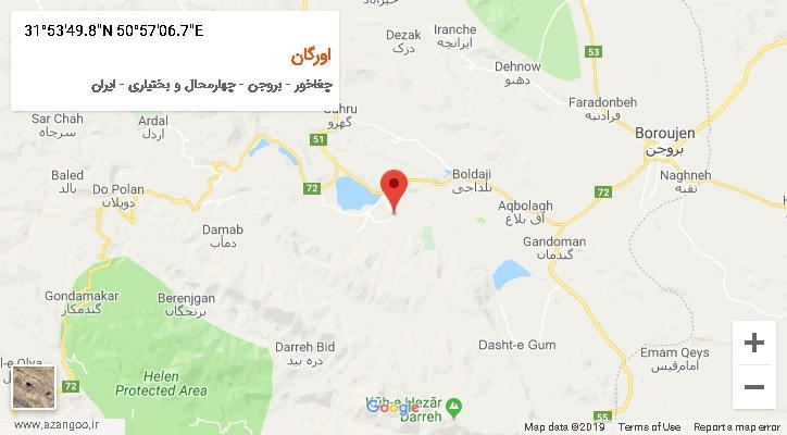 روستای اورگان بر روی نقشه